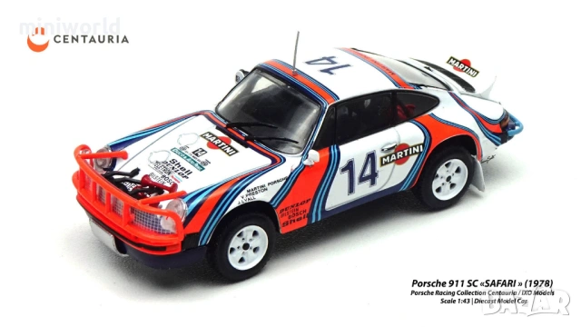Porsche 911 SC Rally SAFARI 1978 - мащаб 1:43 на Centauria/IXO моделът е нов в PVC дисплей-кейс, снимка 2 - Колекции - 53572025