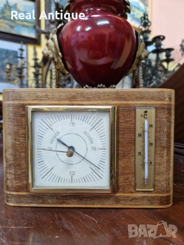 Антикварен френски барометър с термометър , снимка 2 - Антикварни и старинни предмети - 39416505