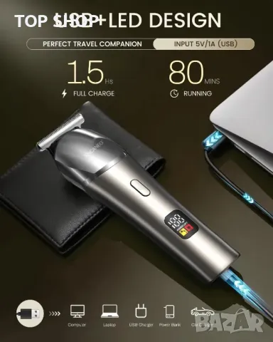 KNCANEO Машинка за подстригване за мъже, 11 в 1 с USB тип C, акумулаторна, снимка 5 - Машинки за подстригване - 49731251