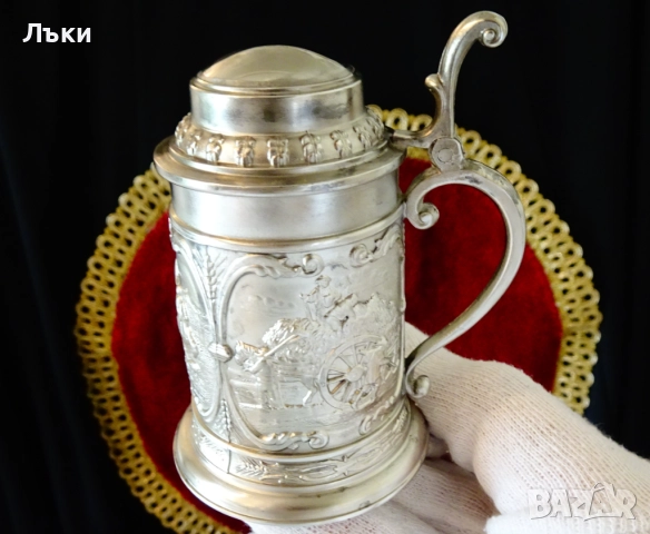 Калаена халба с картини Оран,Сеитба,Жътва. , снимка 7 - Антикварни и старинни предмети - 52203706