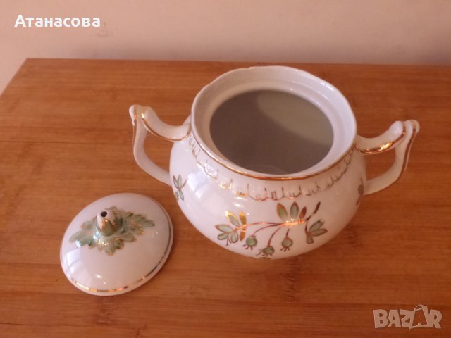 Руски порцеланови чайник и захарница 1980 г, снимка 4 - Аксесоари за кухня - 41086545