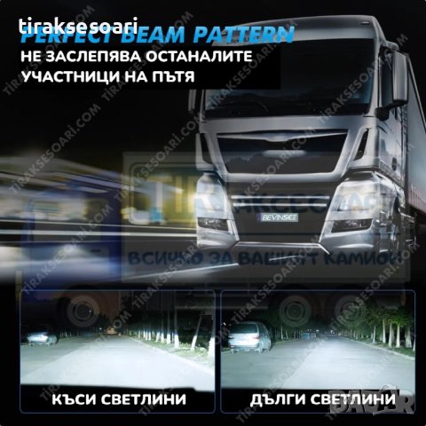 LED Диодни крушки за камиони, бусове H1 100W 12-24V +200%, снимка 4 - Аксесоари и консумативи - 40271489