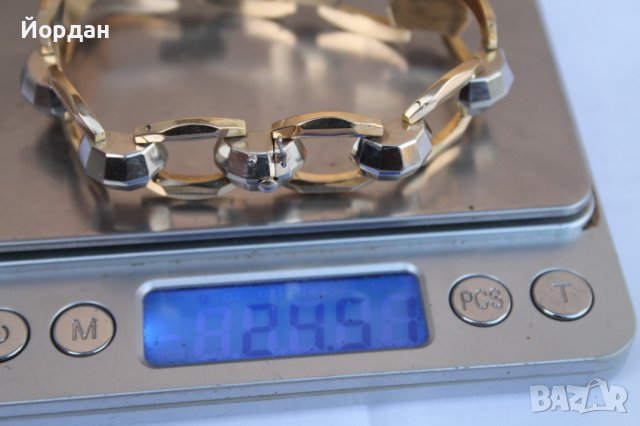 Мъжка/дамска златна 18-каратова гривна бяло и жълто, снимка 14 - Антикварни и старинни предмети - 44278700