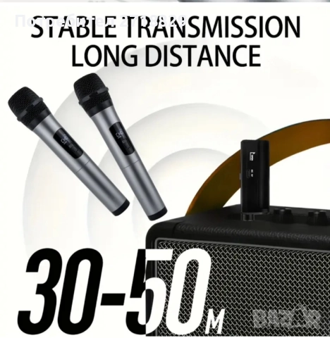 Микрофон.Комплект от два микрофона с безжичен приемник с usb зареждане за партиколона, караоке, снимка 2 - Микрофони - 51548326