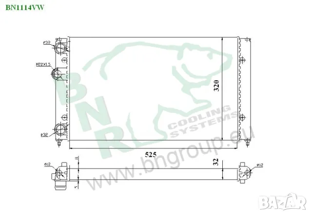 Воден радиатор BNR за VOLKSWAGEN BN1114VW, снимка 3 - Части - 48716558