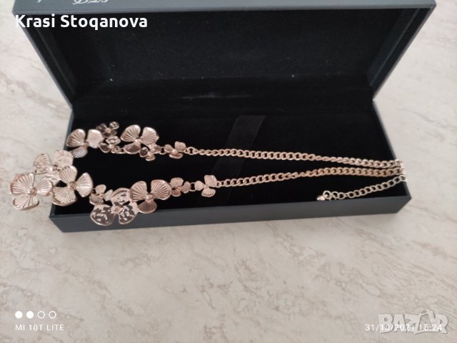 Дамска //Огърлица // Тип - Детелина - НЕРЪЖДАЕМА СТОМАНА - в Златист Цвят , снимка 4 - Сватбени аксесоари - 34642969