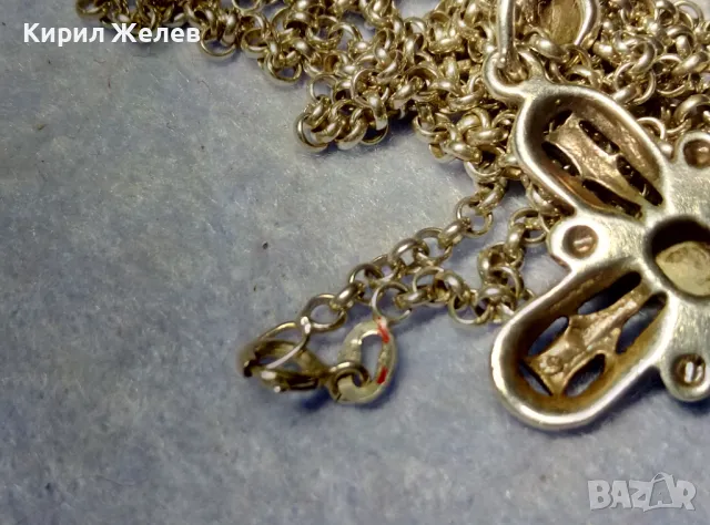 АВТОРСКИ АЖУРЕН СРЕБЪРЕН КРЪСТ СРЕБРО 925 NF с КРАЛСКИ СЕДЕФ МАРКАЗИТИ СРЕБЪРНА ВЕРИЖКА ИТАЛИЯ 41807, снимка 11 - Колиета, медальони, синджири - 49486908