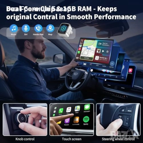 Нов Безжичен CarPlay адаптер за iPhone Android Auto USB-C кола автомобил, снимка 3 - Друга електроника - 53825224