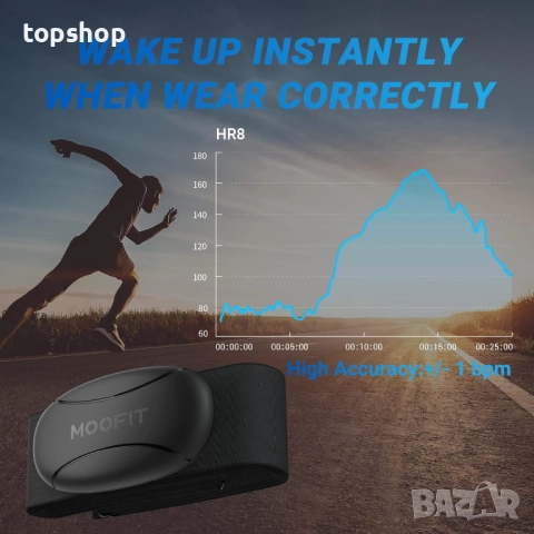 Монитор за сърдечен ритъм moofit HR8. ЧИСТО НОВ ЗАПЕЧАТАН!, снимка 6 - Спортна екипировка - 52587809