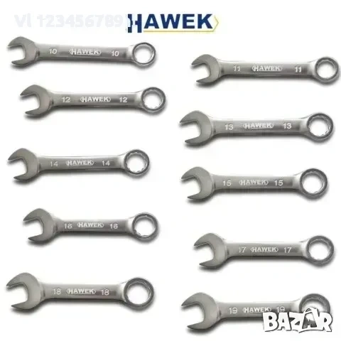 Комплект къси ключове 10-19 мм HAWEK HW-5101S-P, снимка 2 - Ключове - 53864970