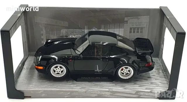 Porsche 911 (964) Turbo 3.6 Black 1993 - мащаб 1:18 на Solido моделът е нов в кутия, снимка 4 - Колекции - 49560171