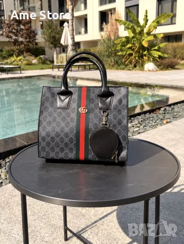 Дамска черна чанта Gucci, снимка 3 - Чанти - 56165371