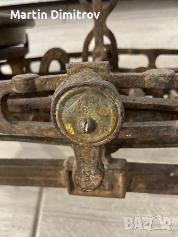 Античен кантар, 1912 г., оригинални тежести, маркиран T H B, снимка 4 - Антикварни и старинни предмети - 53066886