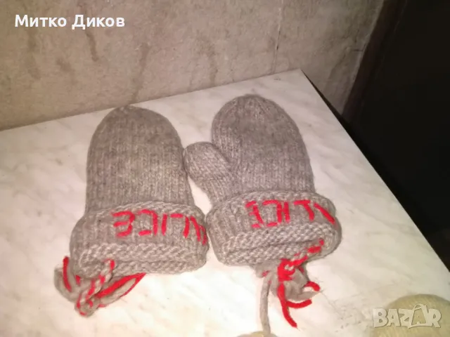 Вълнени ръкавици ръчно плетени нови дебела вълна с един пръст, снимка 6 - Ръкавици - 49227370