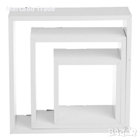 Комплект декоративни рафтове Mercado Trade, За стена, 3бр., Бял, снимка 3 - Етажерки - 52323539