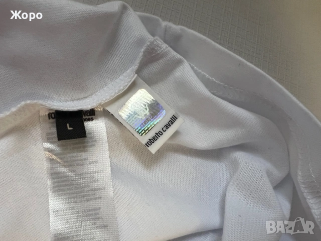 Оригинална Roberto Cavalli Бяла Тениска Snake Logo – Размер L , снимка 7 - Тениски - 53508001