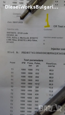 4 дизелови дюзи за Denso Opel Astra-J, Meriva-B с код 55578075 - D120 за мотор B16DTC