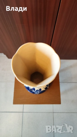 Нова висока, декоративна ваза на сини цветя, снимка 3 - Вази - 53145619