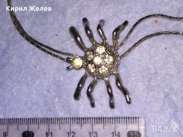 ЕФЕКТНО ПОСРЕБРЕНО КОЛИЕ с ФИГУРАЛЕН ПЕНДАНТ ПАЯЧЕ с ИСКРЯЩИ КРИСТАЛИ 38658, снимка 10 - Колиета, медальони, синджири - 41682632