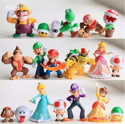 18 бр Супер Марио Super Mario приятели пластмасови фигурки PVC за игра и украса торта топер играчки