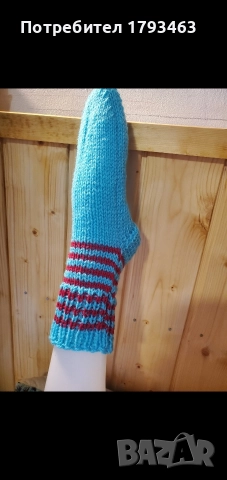 Ръчно плетени дамски чорапи, размер 38, снимка 16 - Дамски чорапи - 51487267