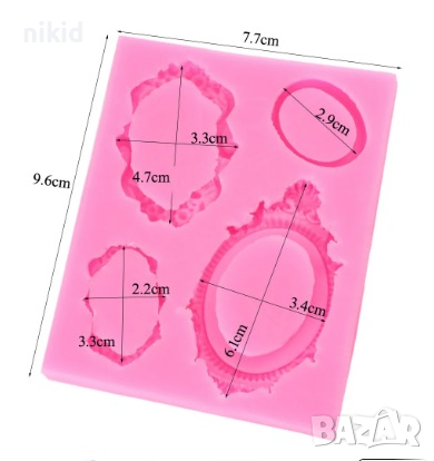 4 рамки рамка овал елипс силиконов молд форма декорация торта фондан шоколад и др., снимка 5 - Форми - 22948425