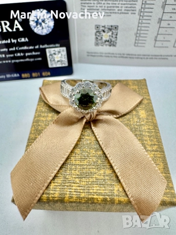 Сребърен пръстен с мойсанит (Диамант) 2 карата, снимка 13 - Пръстени - 51695751