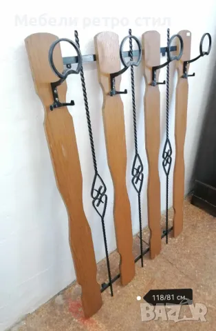 Ретро закачалка за стена в комбинация от дърво и ковано желязо.Размери 118/81см. Цена 125 лв., снимка 5 - Закачалки - 49099510