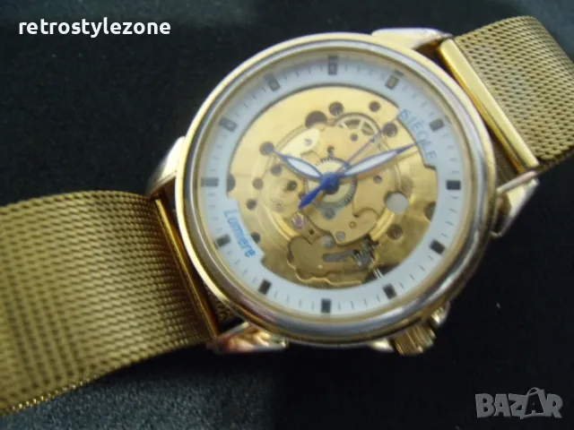 № 8025 стар часовник - SIECLE Lumiere   - ръчен  - мъжки  - механичен  - автоматичен / самоновиващ /, снимка 6 - Мъжки - 50150807