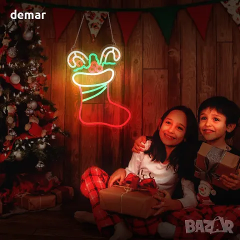 Коледна LED неонова табела WingFly, с USB захранване (коледен чорап), снимка 7 - Декорация за дома - 48209422