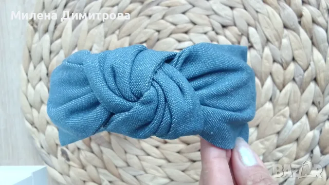 Диадеми от деним с възел / Диадема от деним с дунапрен , снимка 3 - Аксесоари за коса - 48940978