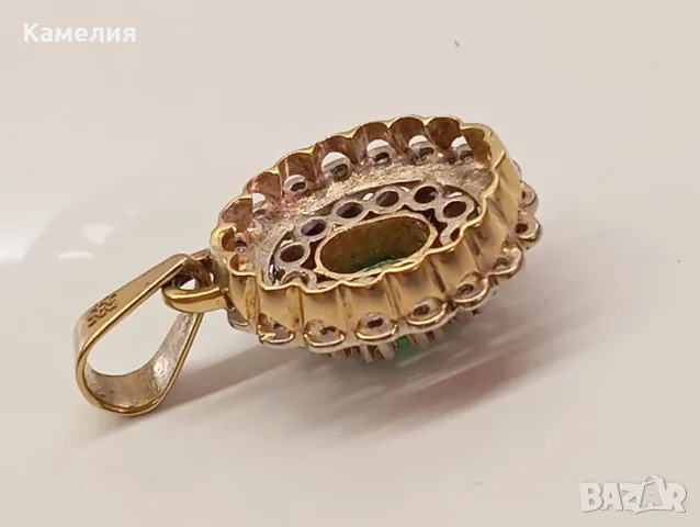 Златна висулка с брилианти и изумруд , снимка 11 - Колиета, медальони, синджири - 56256710