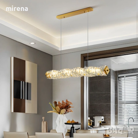 Модерна златна таванна лампа с кристално LED ЛЕД осветление за кухня, снимка 2 - Лампи за таван - 53180754
