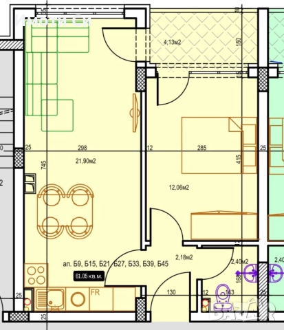 Двустаен апартамент, снимка 3 - Апартаменти - 52301327
