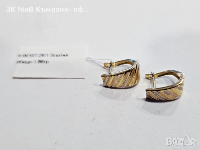 Златни обеци 1.86гр 06197-25