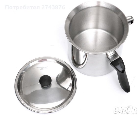  МЛЕКОВАРКА -2Л.,ИНДУКЦИЯ,НЕРЪЖДАЕМА СТОМАНА,ДВОЙНА СТЕНА,СВИРЕЩА,ИНОКС, снимка 3 - Съдове за готвене - 41744534