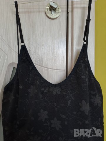 Дамски черен потник с тънки презрамки еластичен М, снимка 3 - Корсети, бюстиета, топове - 41609187