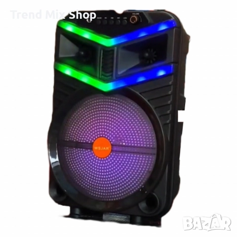 Преносима безжична тонколона с мощен звук и LED ефекти WSJAR E8131W, снимка 5 - Тонколони - 51643055