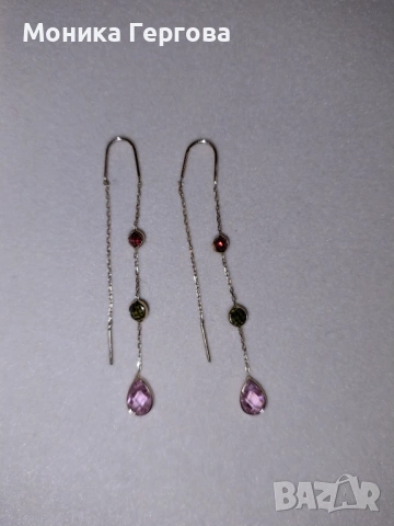 Висящи златни обеци, снимка 2 - Обеци - 53760872