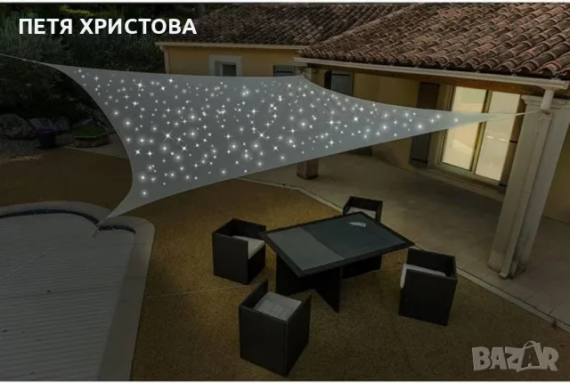 Соларно LED слънчево платно – Сянка през деня, звездна магия през нощта, снимка 4 - Лед осветление - 55824327