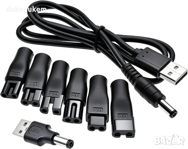 Комплект 7 броя USB зарядни кабели 5V за самобръсначки и тримери