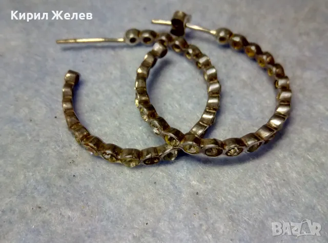 СТАРИ СТИЛНИ СКЪПОЦЕННИ СРЕБЪРНИ ОБЕЦИ СРЕБРО ВИСОКА ПРОБА с ИСКРЯЩИ ФАСЕТИРАНИ ЦИРКОНИ 48617, снимка 8 - Антикварни и старинни предмети - 49511073