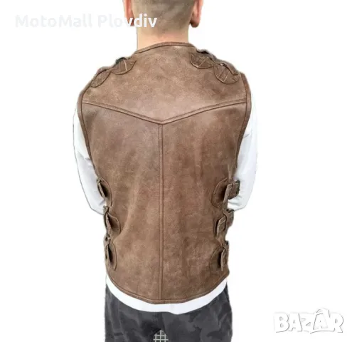 Кожен елек Мото рокер мотор 2024 модел Brown кафява кожа, снимка 2 - Аксесоари и консумативи - 49315376