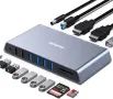 Нов 12-в-1 USB 3.0 докинг станция с двоен HDMI дисплей 6*USB порта SD TF четец, снимка 1