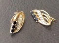 Украински златни обеци с черен топаз и куб.циркон , снимка 2