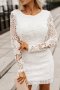 Елегантна дамска рокля в бяло с дълъг ръкав, снимка 5
