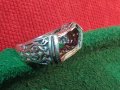 Стар СТИЛНО ОРНАМЕНТИРАН СРЕБЪРЕН ПРЪСТЕН СРЕБРО 925 с ГНЕЗДО За ВГРАЖДАНЕ на СКЪПОЦЕНЕН КАМЪК 45726, снимка 4