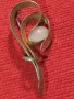 СТАРА РЕТРО АРТ ПОЗЛАТЕНА МЕДНА БРОШКА ЦВЕТЕ с МАРКИРОВКА AMERIKANA A+B и ШЛИФОВАН ЛУНЕН КАМЪК 45605, снимка 16
