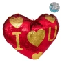 Декоративна възглавница с магически пайети „I Love You“ – червено-златна 51x44 см_1190207, снимка 1