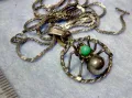 ФИГУРАЛЕН МЕДЕН НИКЕЛИРАН ПЕНДАНТ ПАЯЧЕ със СРЕБЪРНА ВЕРИЖКА СРЕБРО 900 с НУЖДА от ЗАКОПЧАЛКА 49789, снимка 1